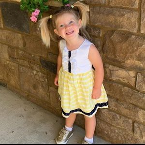 Ruffle Butts dress 2T yellow and black